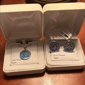 Lab Created Opal Tree of Life Jewelry Set